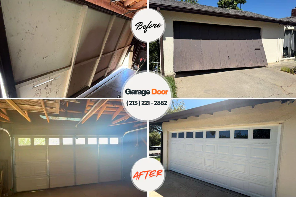 Before and after: garage door repair Compton, CA
